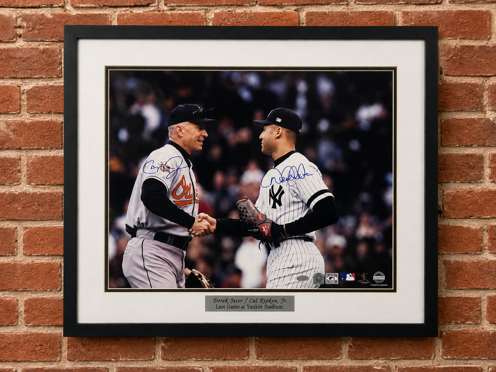 Derek Jeter Cal Ripken Jr Dual Signed 16x20 Framed Photo Steiner MLB Certified